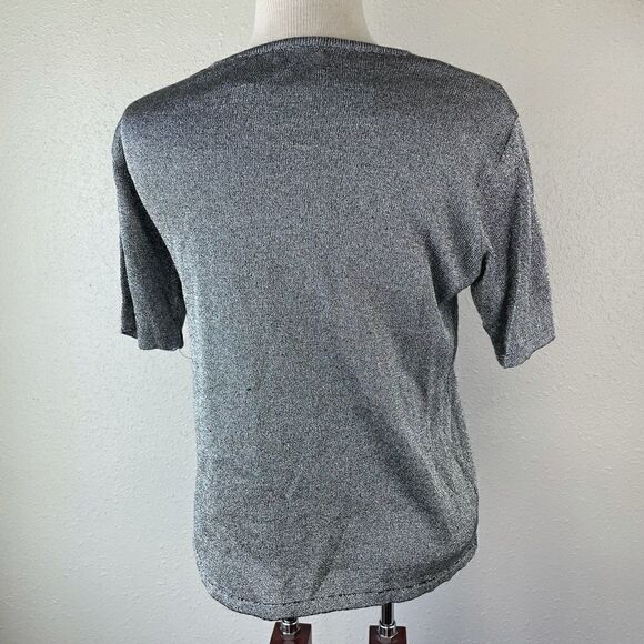 NWT Vintage J.B.S. Ltd. Silver Metallic Short Sleeve Top Size S - Picture 5 of 7